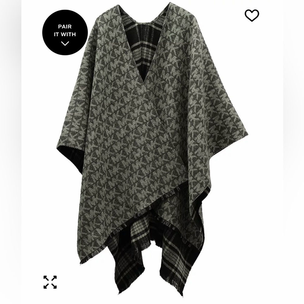 Michael Kors Monogram Black and gray Scarf/cape sweater